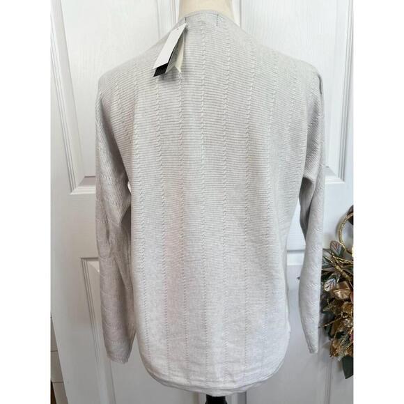 PREMISE Womens Size M Aluminum Heather Textured Knit Sweater Top Side Slit Cozy - Picture 8 of 11